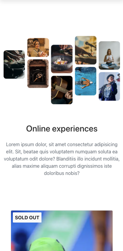 Screenshot of a travel experiences app.