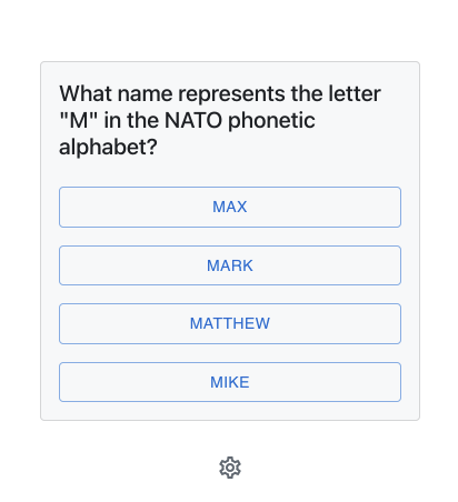 Screenshot of a trivia app